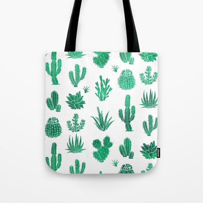 Cactus Pattern Green Tote Bag by Mad Love | Society6