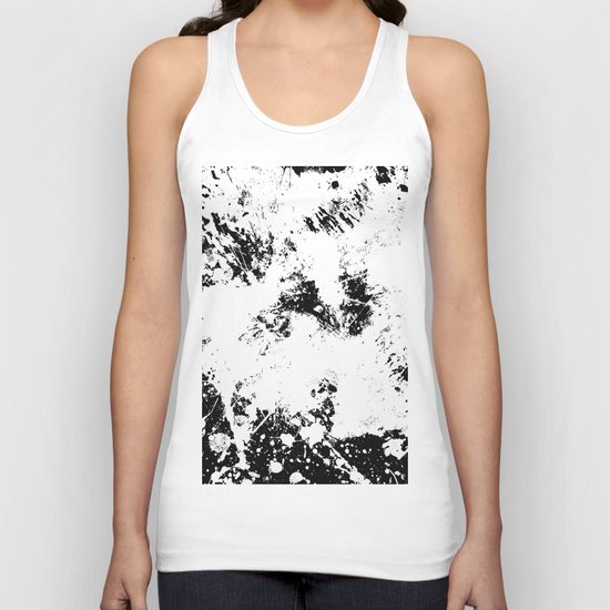 Spilt White Textured Black And White Abstract Painting Unisex Tank Top