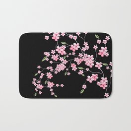 Cherry Blossom on Black Bath Mat