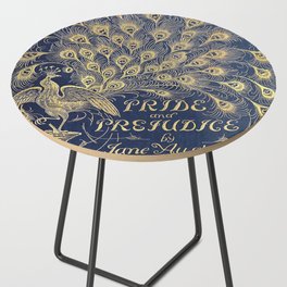 Pride and Prejudice by Jane Austen Vintage Peacock Book Cover Side Table