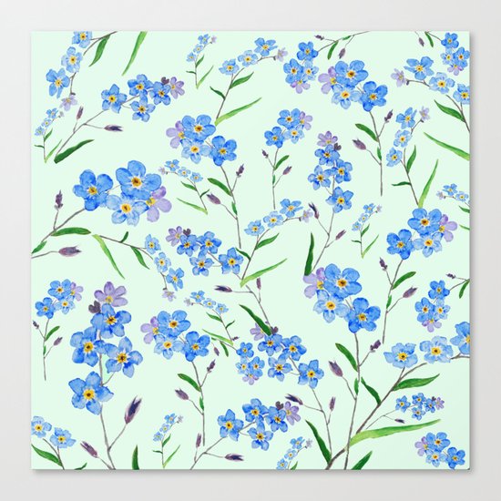 forget me not in green background Canvas Print