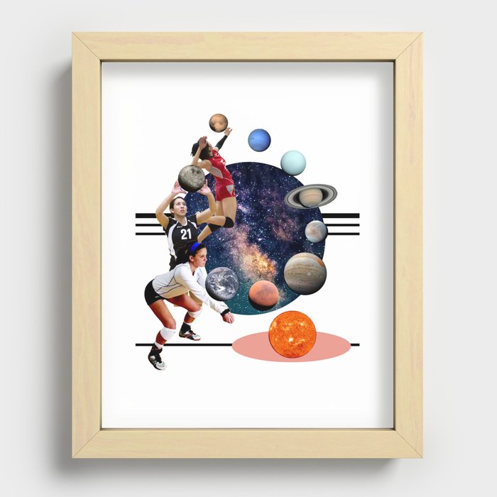 Space Volleyball Sports Collage Recessed Framed Print