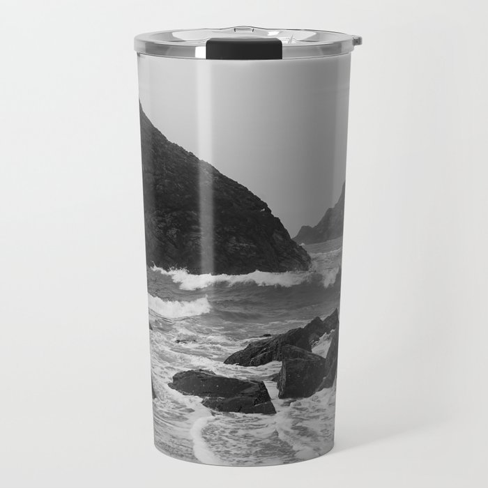 Kynance Cove in Black and White Travel Mug