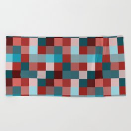 Geometric pattern with colorful squares Beach Towel