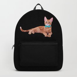 Ginger Cat with Teal Bow Tie  Backpack
