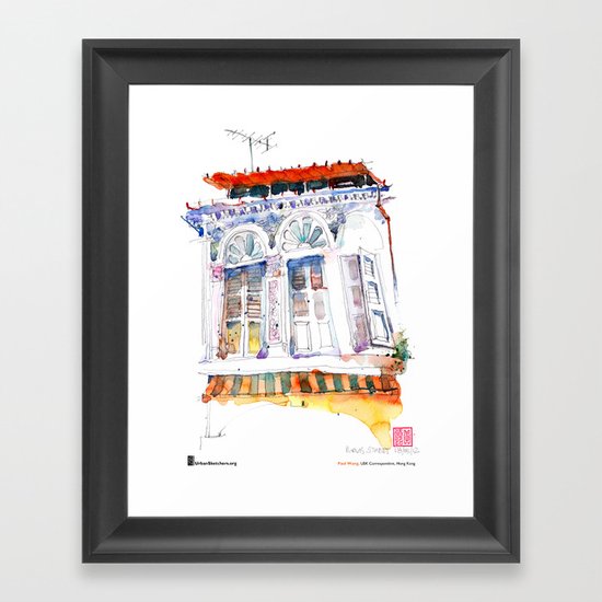 Paul Wang, “Shophouse At Purvis Street, Singapore” Framed Art Print
