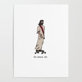 Jesus on a Skateboard Poster