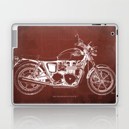 2010 Triumph Bonneville SE Blueprint, Red Background Laptop Skin