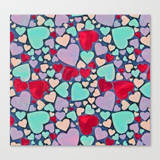 Sweet hearts mosaic pattern Canvas Print