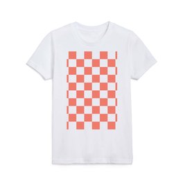 CHECKERBOARD (SALMON & WHITE) Kids T Shirt