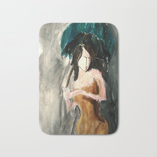 Woman With An Umbrella Bath Mat