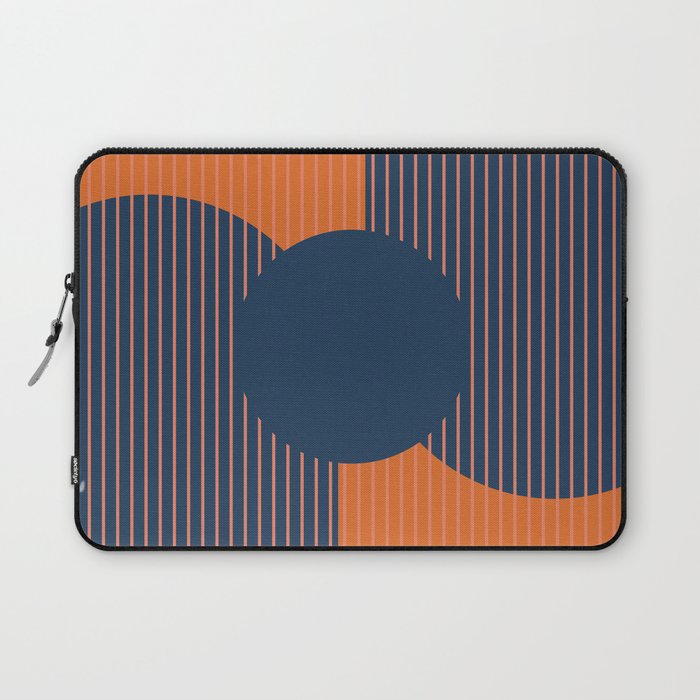 Abstract Shapes 254 in Navy Blue and Orange Laptop Sleeve