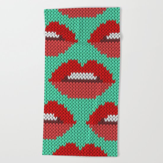 Lips pattern - sea Beach Towel