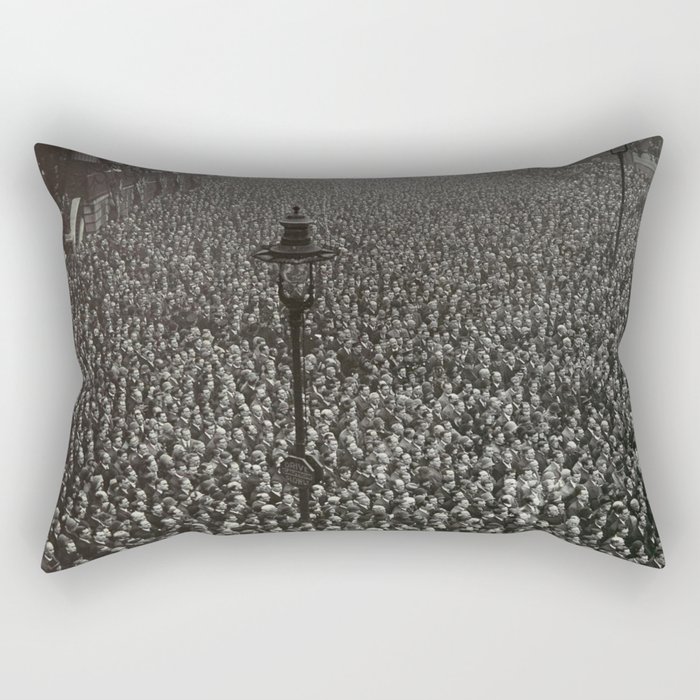 1919 Two-Minutes of Silence, Armistice Day, End of WWI, London, England ceremony black and white photograph, photography, photographs Rectangular Pillow