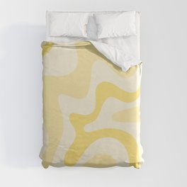 Retro Liquid Swirl Abstract Square in Soft Pale Pastel Yellow Duvet Cover