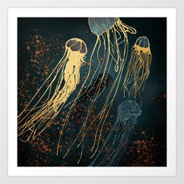 Metallic Jellyfish Art Print