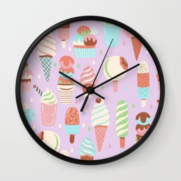 Ice Cream Café Lilac Wall Clock
