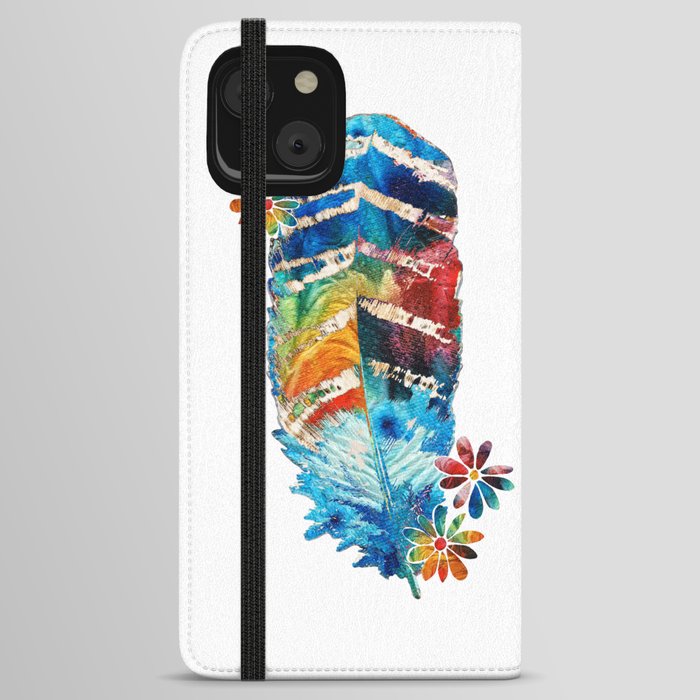 Many Seasons - Colorful Feather Housewarming Art iPhone Wallet Case