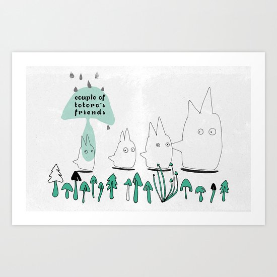 Couple of TOTORO's Friends Art Print