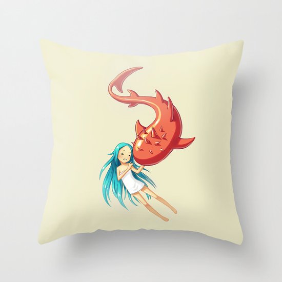 Red Whale Throw Pillow