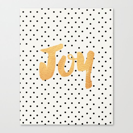 Joy - Polka dots and gold Canvas Print