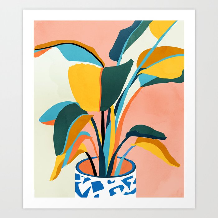 Nature Doesn't Hurry Yet All Is Accomplished, Colorful Botanical Plant Tropical Art by Oranges | Society6