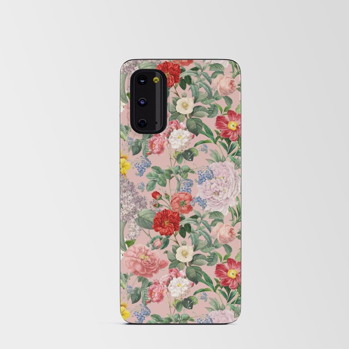 Lush Summer Garden - Vintage Botanical Illustration Collage on Pink Hibiscus color Android Card Case
