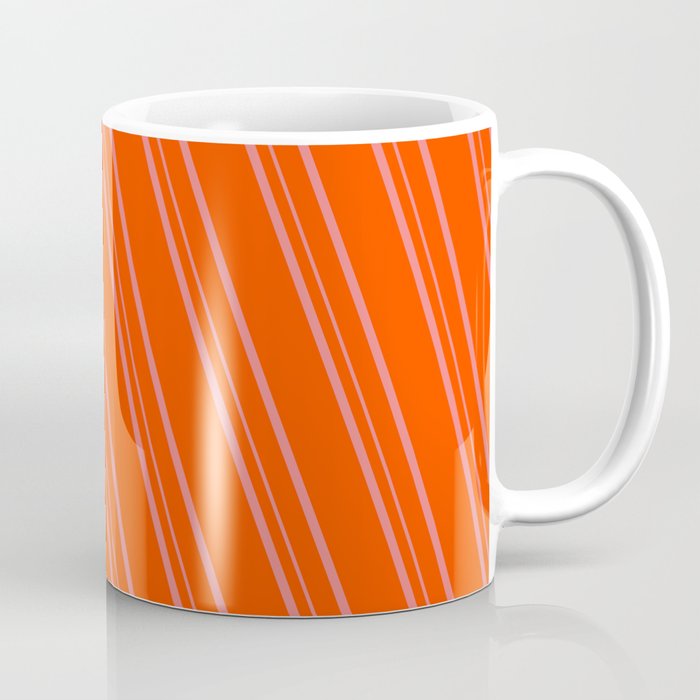 Red & Light Coral Colored Lines/Stripes Pattern Coffee Mug