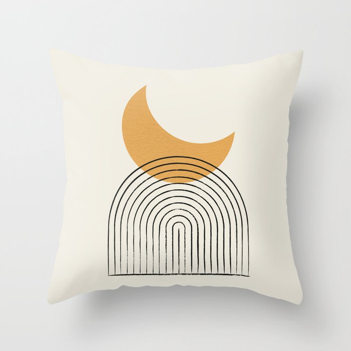 Moon mountain gold - Mid century style Throw Pillow