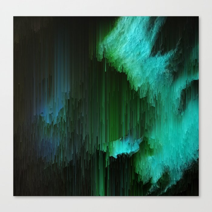 Aurora Borealis Abstract Glitchy Pixel Art Canvas Print By