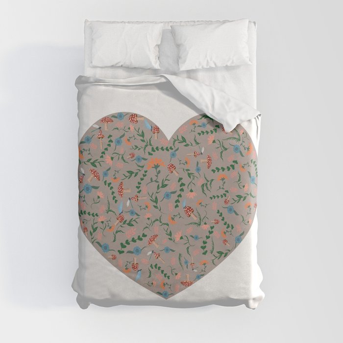Toadstools and Flowers Duvet Cover