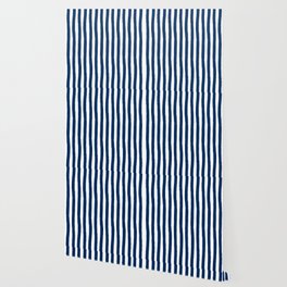 Navy Blue and White Cabana Stripes Palm Beach Preppy Wallpaper