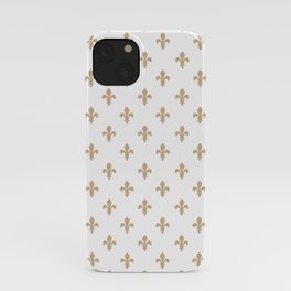 Fleur-de-Lis (Tan & White Pattern) iPhone Case