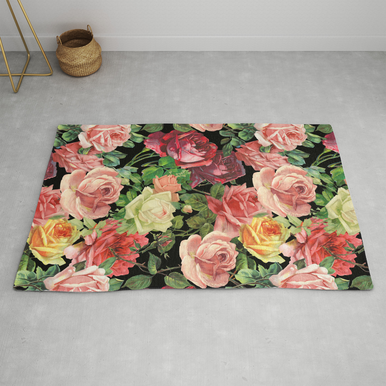 Vintage Shabby Chic Floral Roses Flowers Rose Rug By Vintage Love Society6