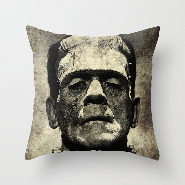 Frankenstein Grunge Throw Pillow