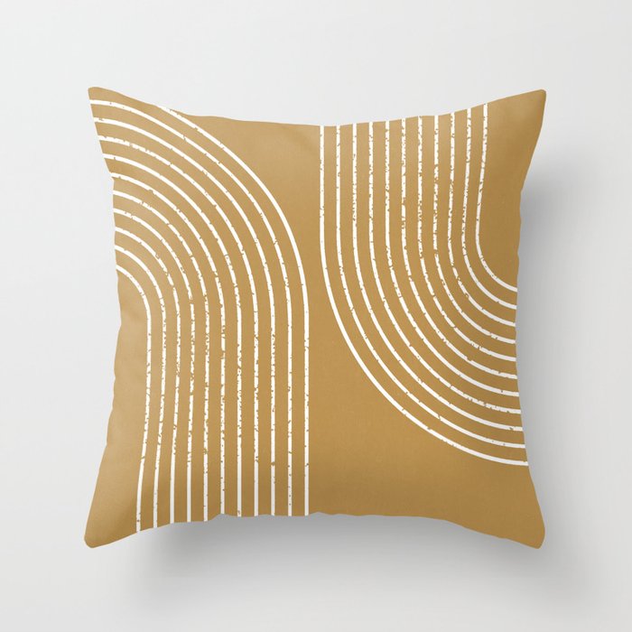 Mustard Minimalist Line Throw Pillow