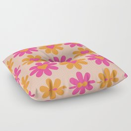 Groovy Pink and Orange Flower - Retro Aesthetic Floor Pillow