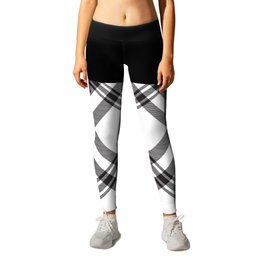 Black & White Simple Plaid Seamless Pattern Leggings