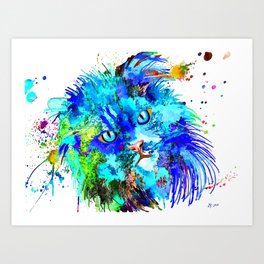 Colorful Cat Art Prints For Any Decor Style Society6,Poses Cat Laying Down Drawing