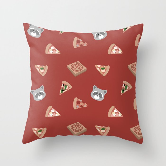 Raccons and pizzas Throw Pillow