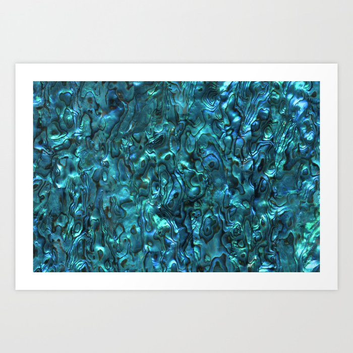 Abalone Shell | Paua Shell | Sea Shells | Patterns in Nature | Cyan Blue Tint | Art Print