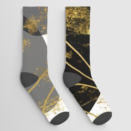 Black, Gray and Gold Abstract Shapes Socks