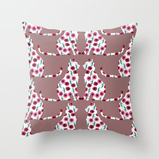 Flowercats! Throw Pillow