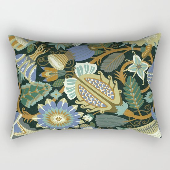 Flower Fantasy in blue Rectangular Pillow