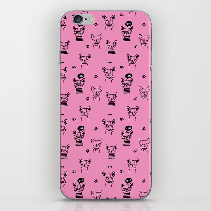 Pink and Black Hand Drawn Dog Puppy Pattern iPhone Skin