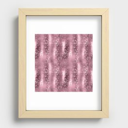 Pink Floral Brushed Metal Texture Recessed Framed Print