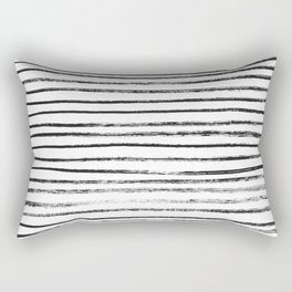 Black Brush Lines on White Rectangular Pillow