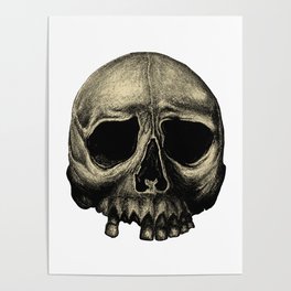 Skull Vintage Retro Stipple Drawing Poster