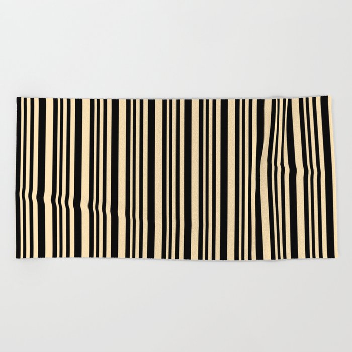 Black & Beige Colored Pattern of Stripes Beach Towel