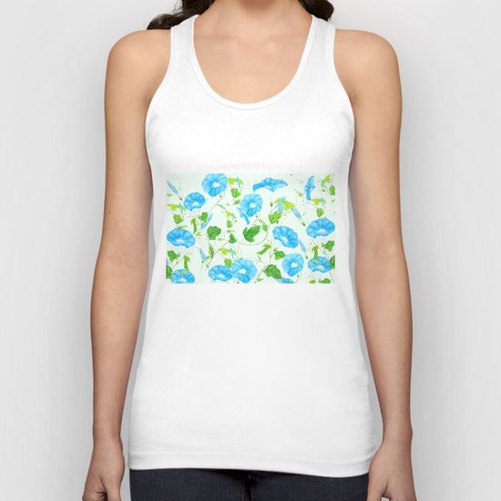 blue morning glory pattern Unisex Tank Top